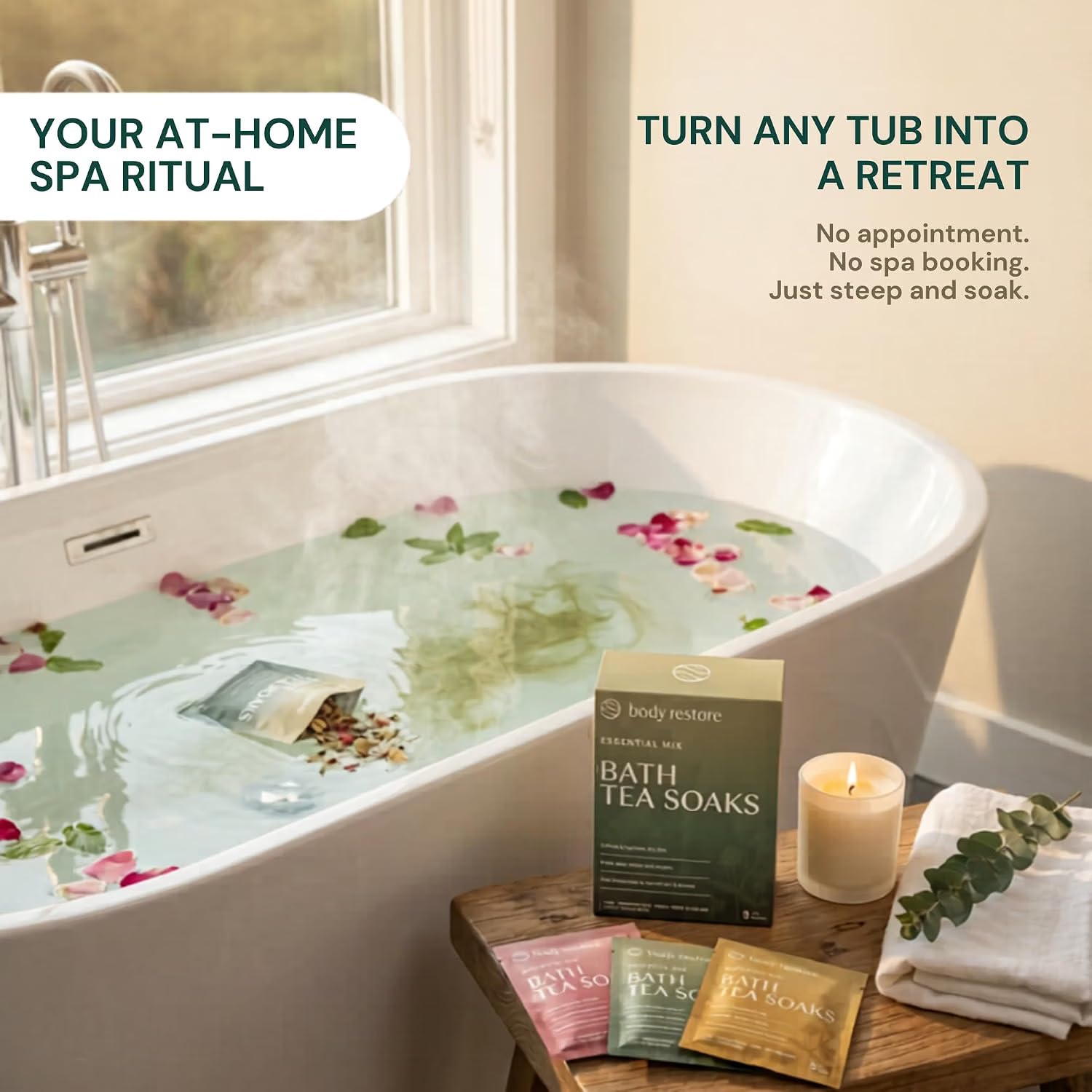 Body Restore Rose sachet close-up highlighting floral botanicals for relaxation