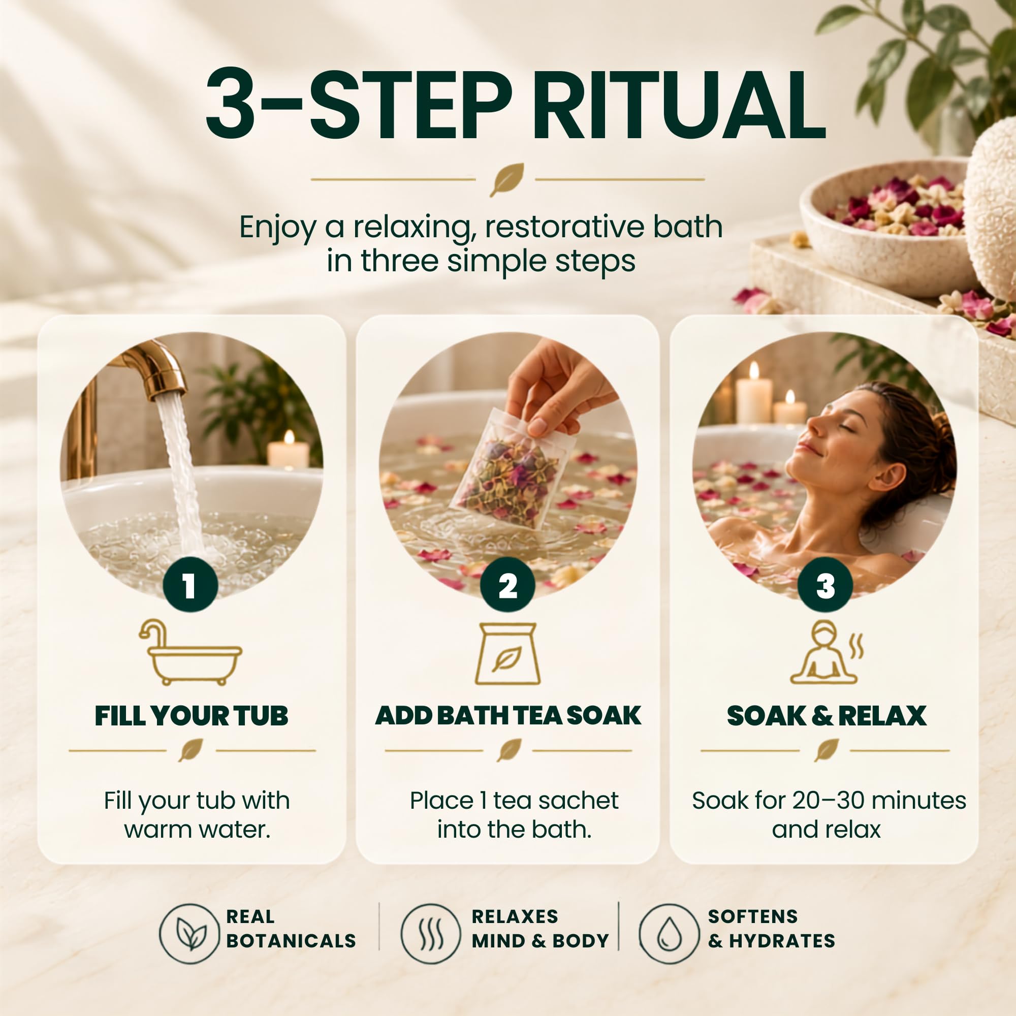 Body Restore sachet steeping in bathwater to create no-mess infused soak
