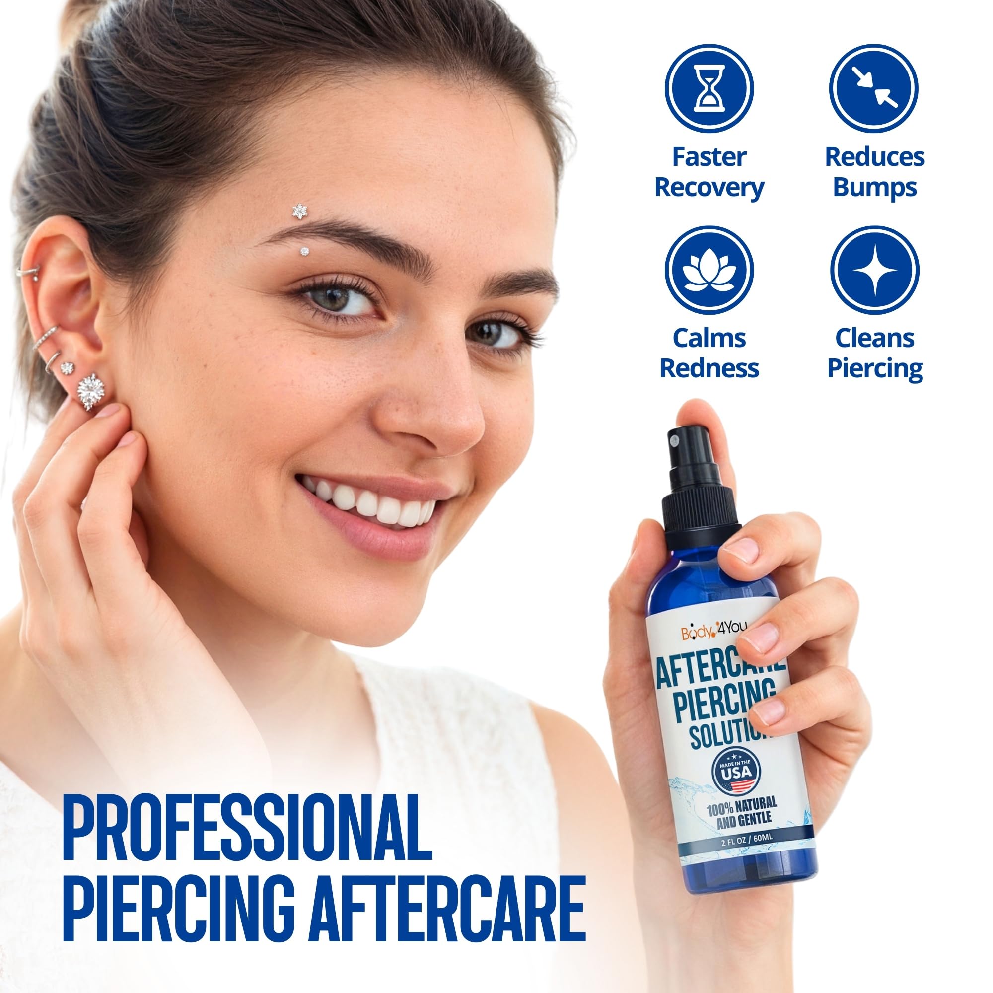 BodyJ4You spray nozzle releasing fine mist, demonstrating gentle application benefit