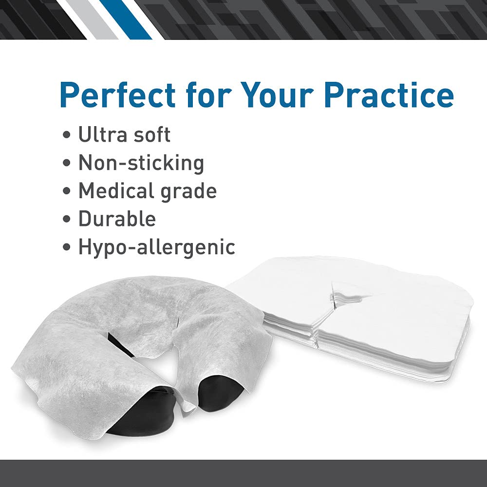 BodyMed sheet fitted on massage face rest demonstrating protective barrier for upholstery