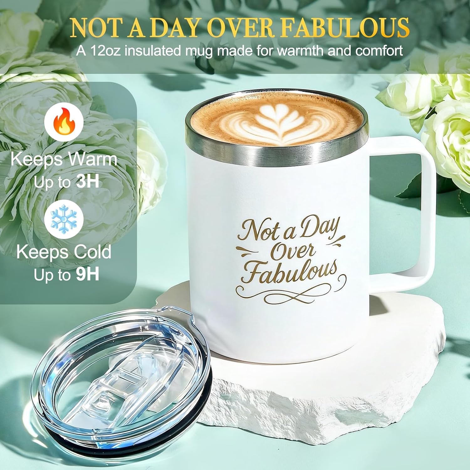 BodyRefresh insulated mug being held keeping beverages warm