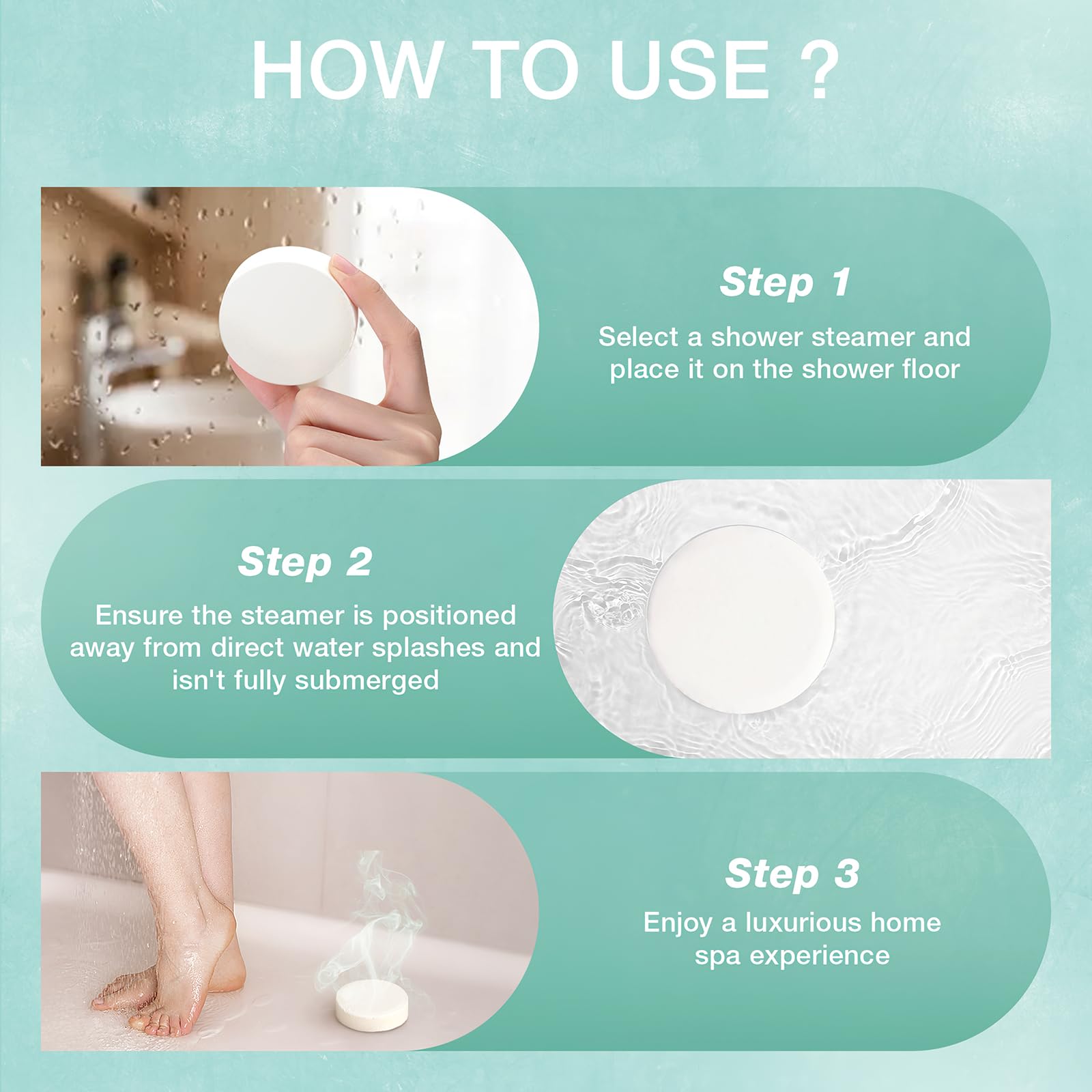 BodyRefresh steamer dissolving in steam, visible scent vapor for sinus comfort benefit