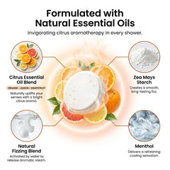 BodyRestore tablet dissolving in shower steam demonstrating aromatic release benefit