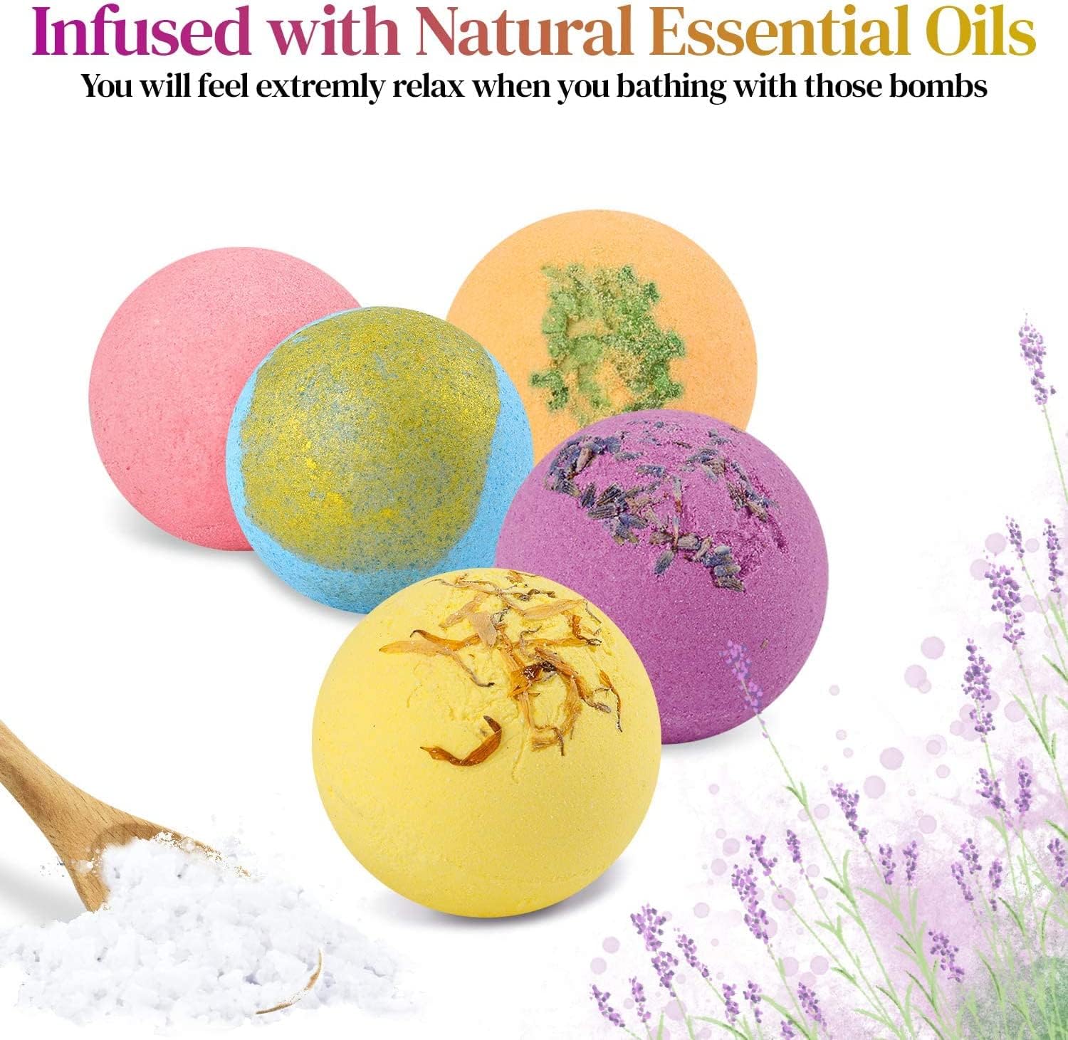 BOENFU individually wrapped bath bombs displayed to show gifting convenience