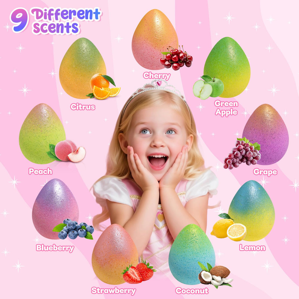 Bofuoos array of fruit-scented bath bombs displaying bright colors