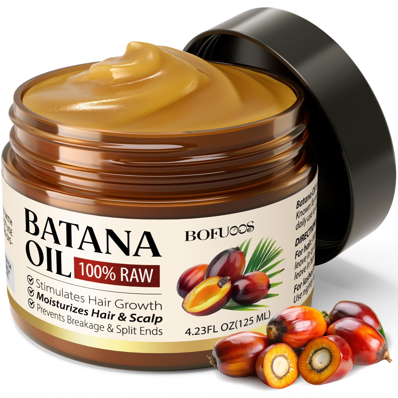Bofuoos jar front view showing pure batana oil paste and natural packaging benefit