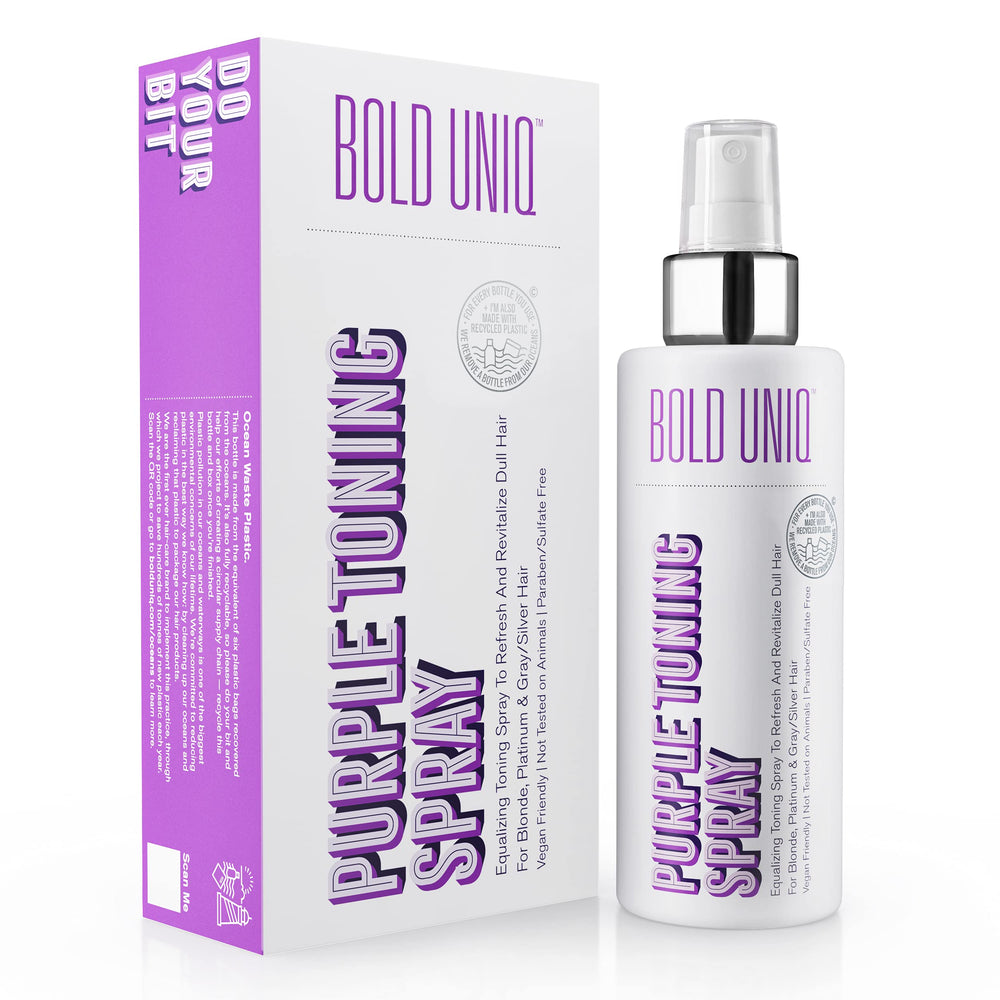 BOLD UNIQ bottle front view showing blonde toner spray benefits