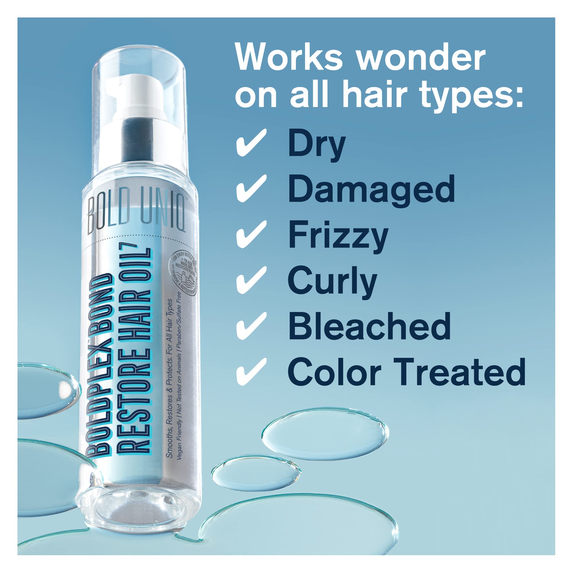 BOLD UNIQ Boldplex 7 being applied to damp hair demonstrating frizz control benefit