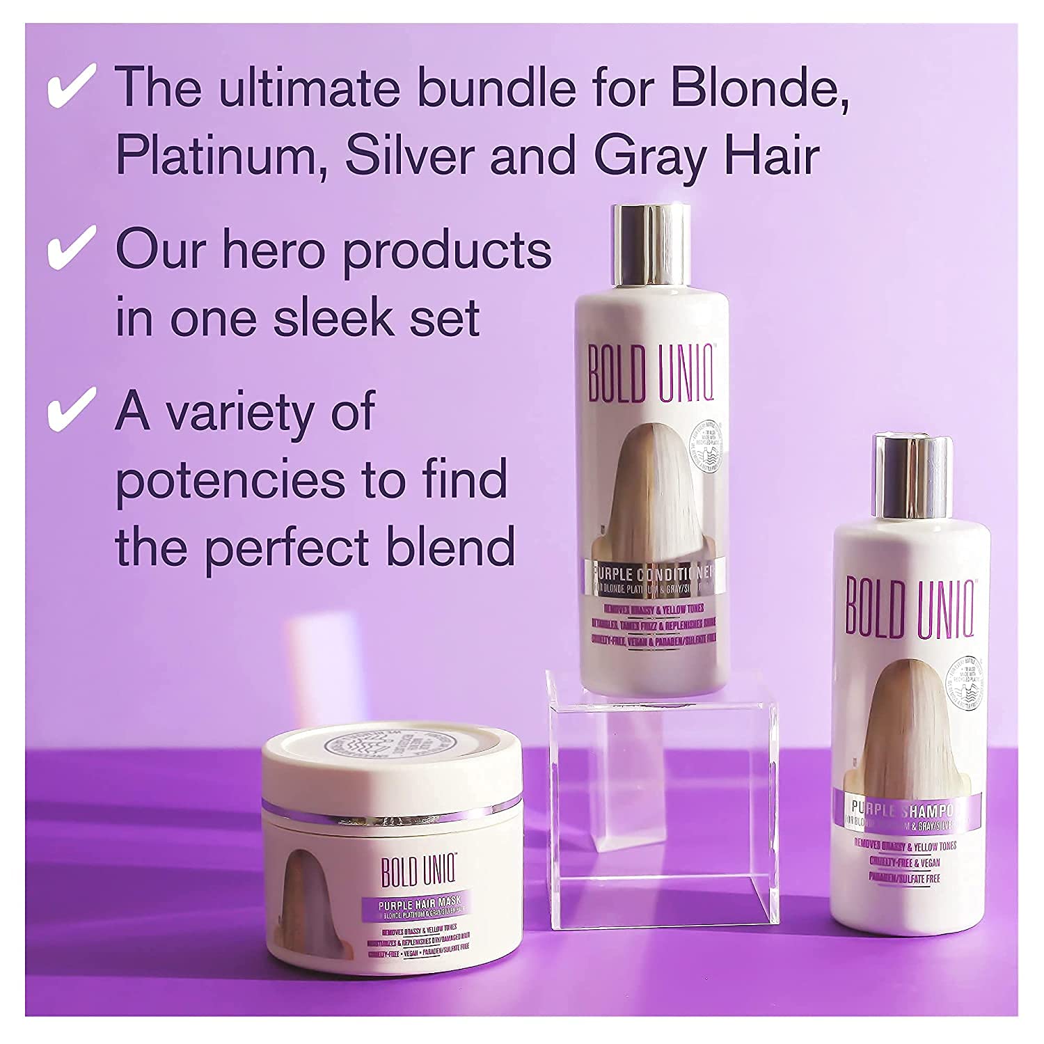 BOLD UNIQ mask spread through dry blonde hair for intensive hydration boost
