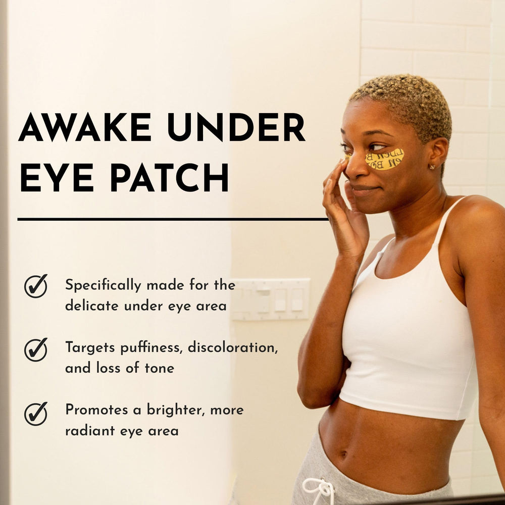 BOLDEN ingredient serum beside patches, emphasizes brightening active blend
