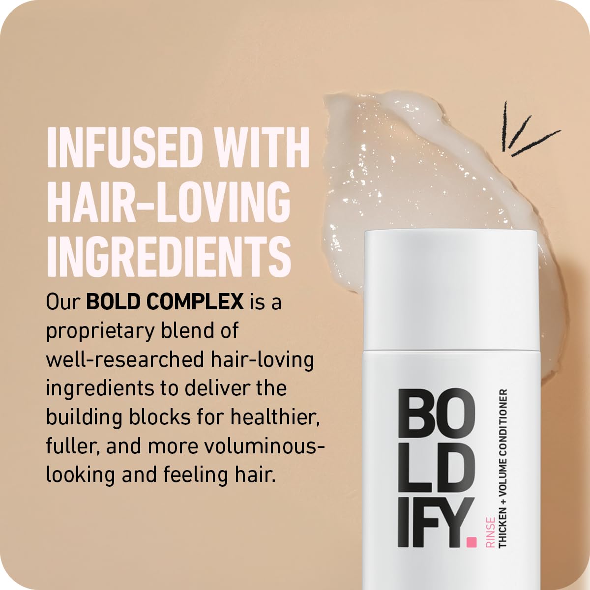 Boldify before and after on fine hair showing improved volume