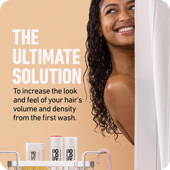 Boldify pump close-up revealing conditioner texture for easy detangling