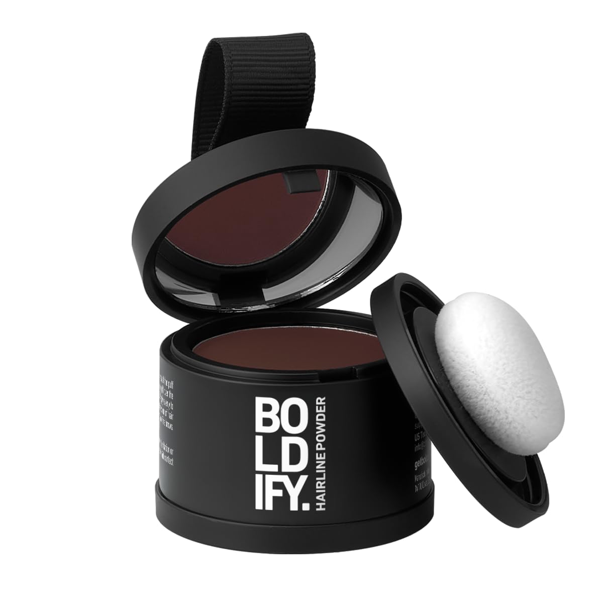 Boldify compact front view showing dark auburn shade and travel-friendly design