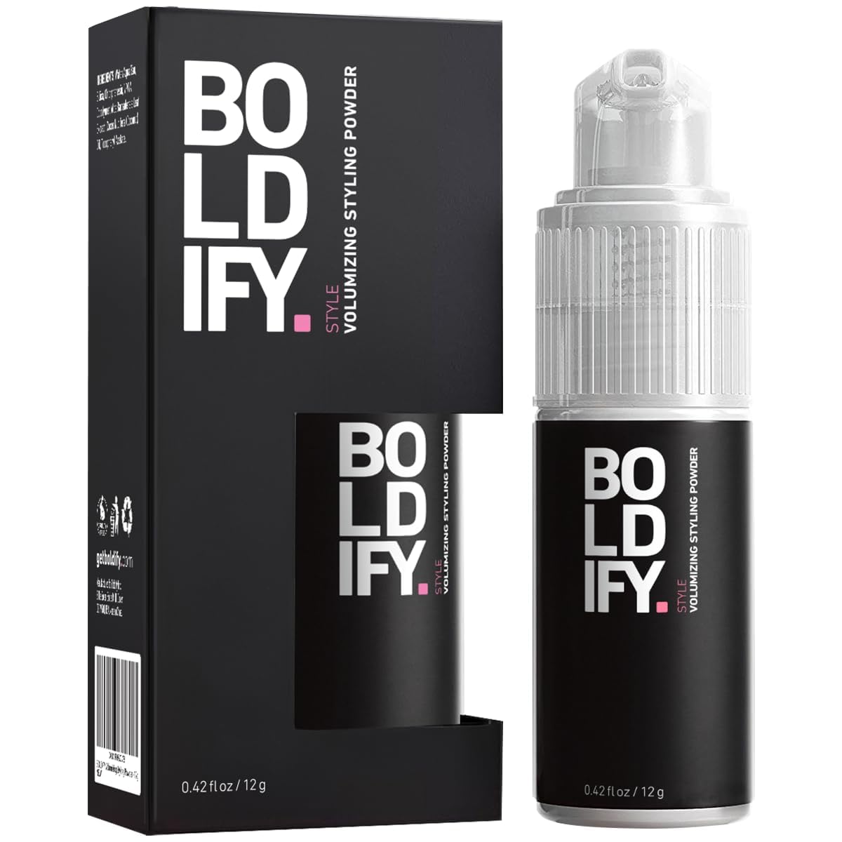 Boldify front packaging showing sleek travel-size bottle and clear labeling for convenience