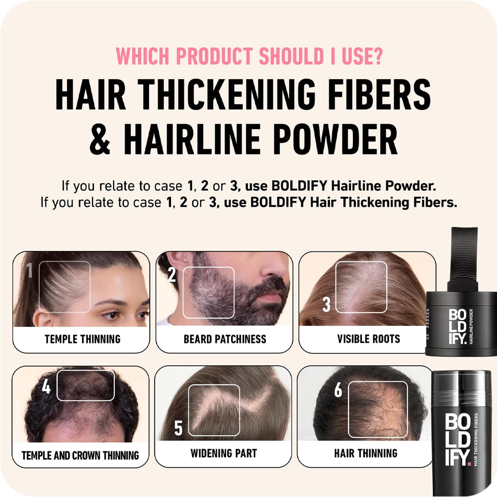 Boldify before and after hairline showing fuller-looking hair and confidence boost