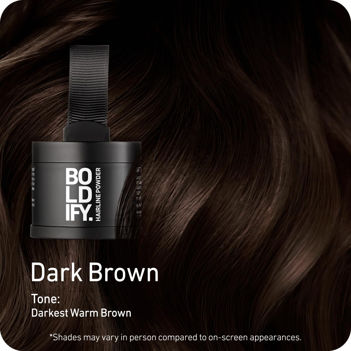 Boldify compact open to reveal pressed powder pan for precise touch-ups