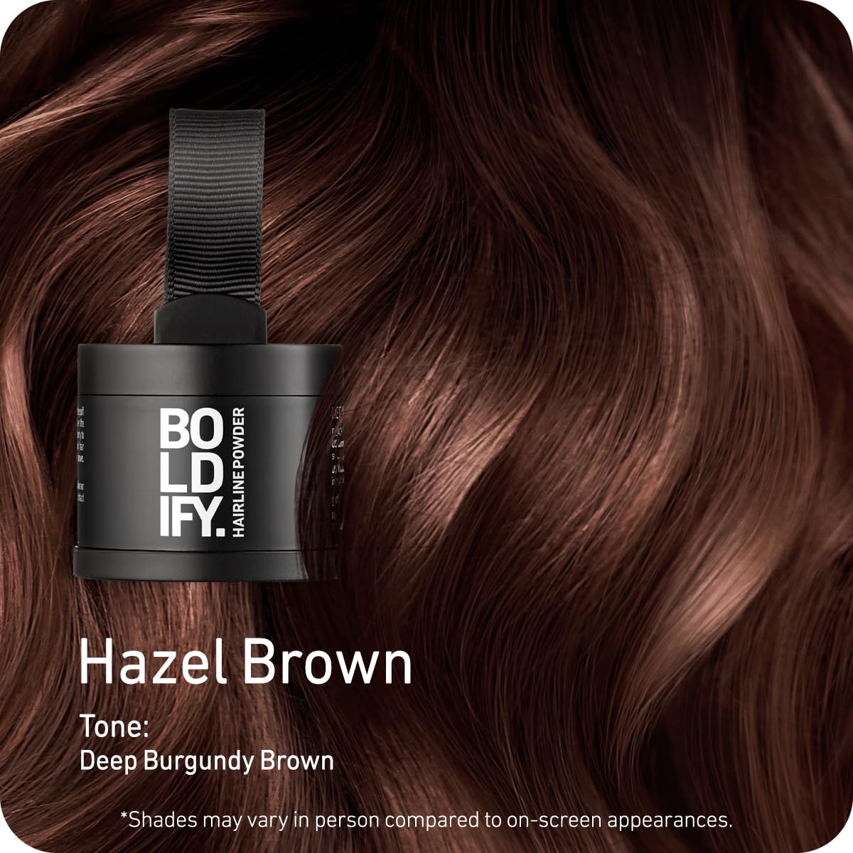 Boldify open compact displaying pressed powder texture for precise, mess-free application