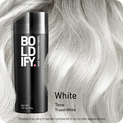 Boldify open jar revealing fibers ready to instantly thicken hair