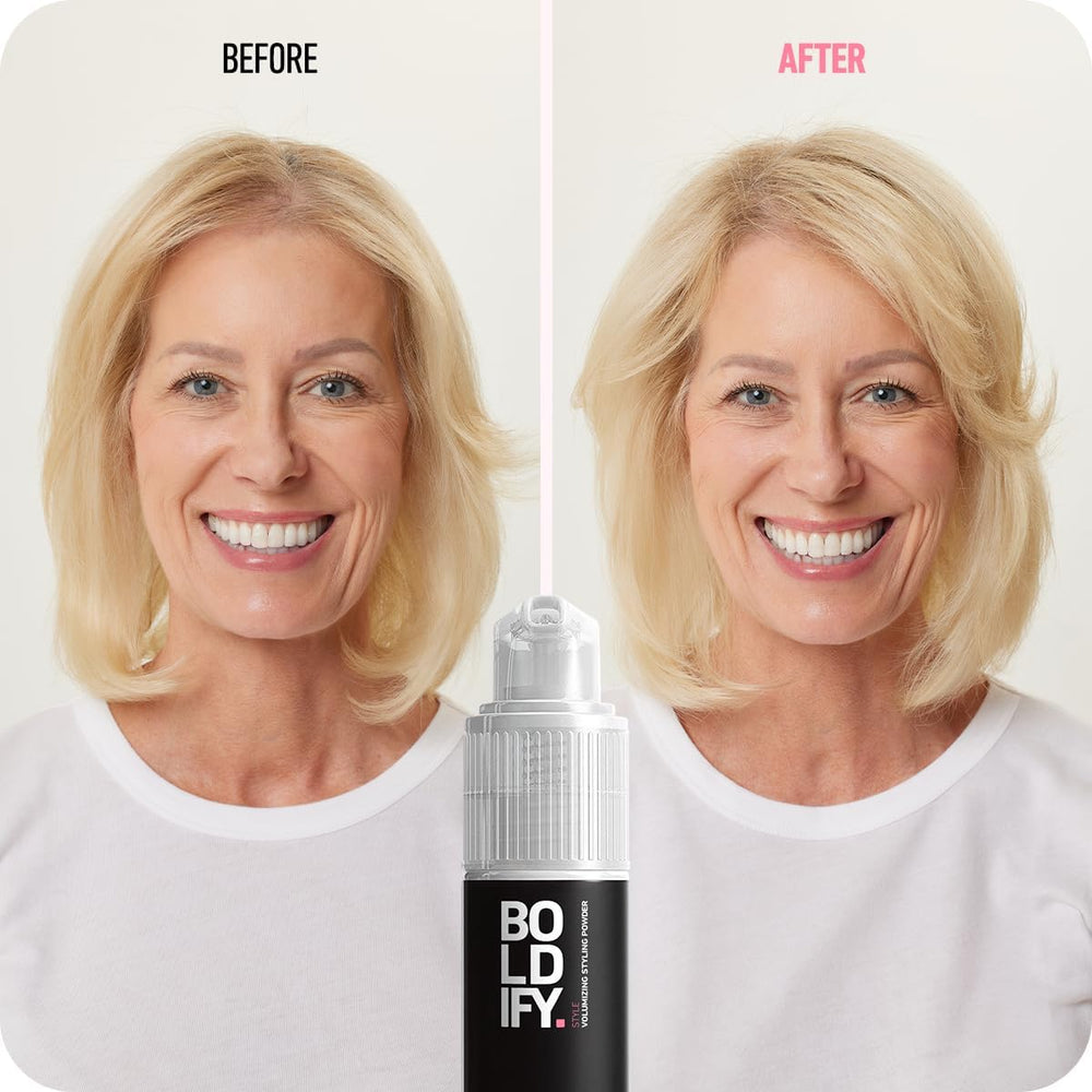 Boldify applied at roots demonstrating immediate lift and natural-looking volume
