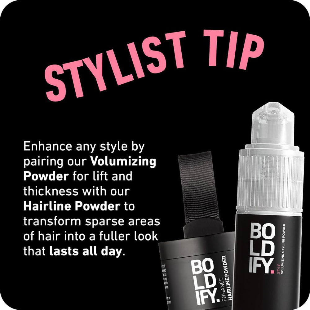 Boldify bottle next to keys showing compact travel size for on-the-go touch-ups