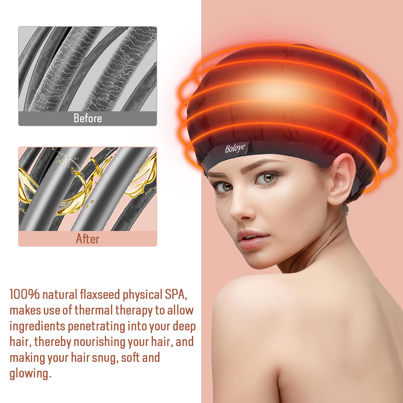 Boloye cap elastic edge stretched to show universal fit benefit