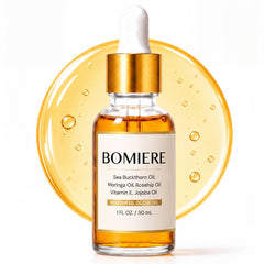Bomiere front packaging showing amber glass bottle and dropper for easy application