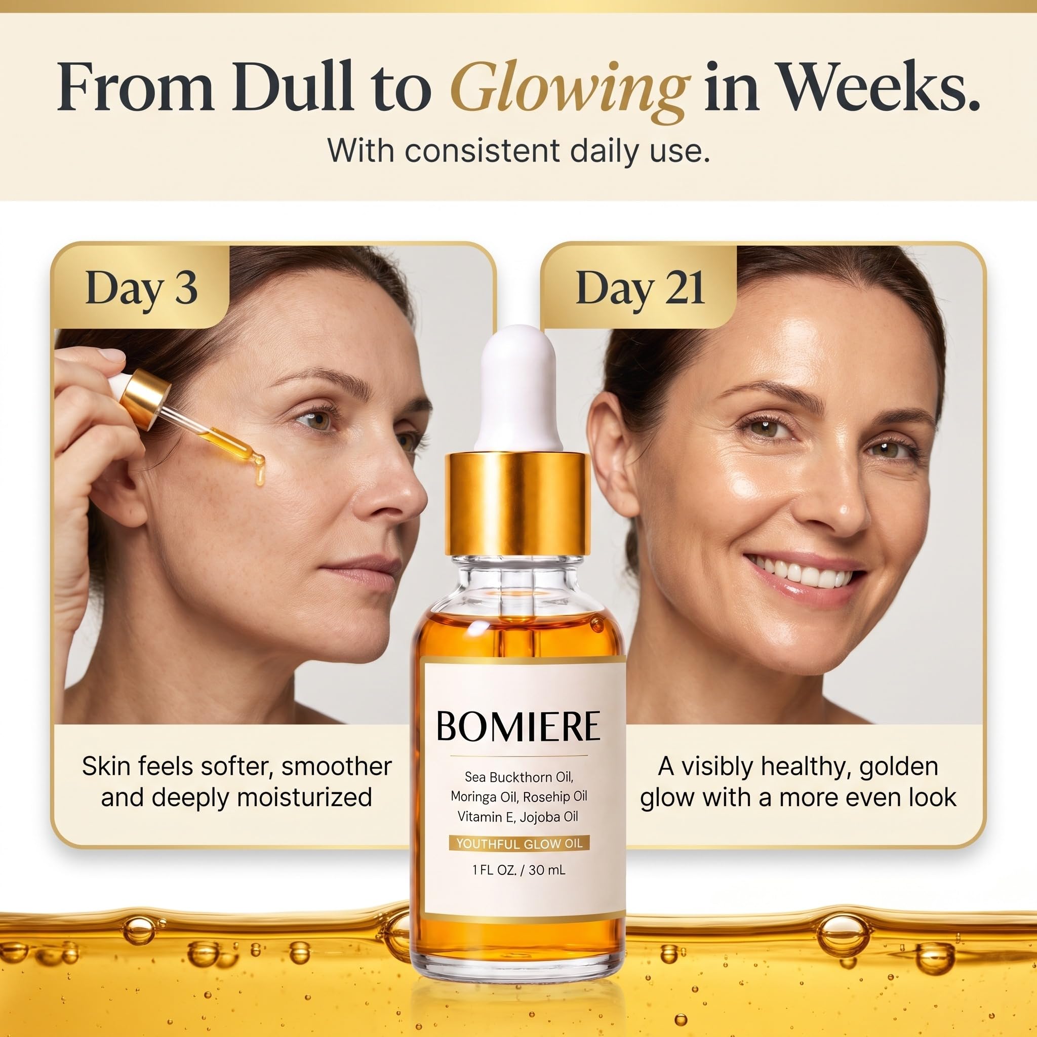 Bomiere in a morning routine setup showing layers well under makeup