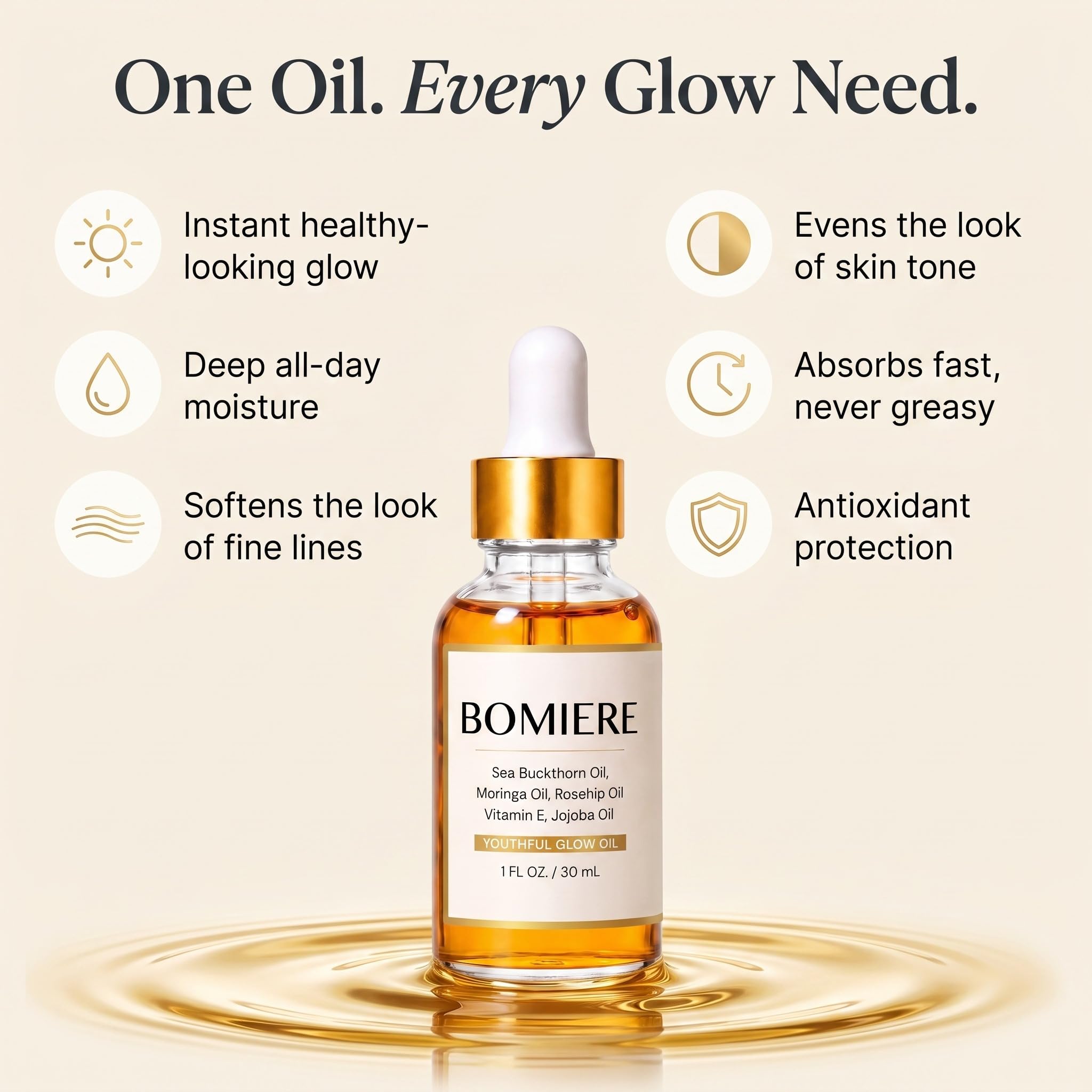 Bomiere applied at night illustrating lightweight hydration and comfortable feel