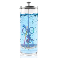 BOMOQING front view of 35oz glass sterilizer showing clear jar and lid for easy monitoring