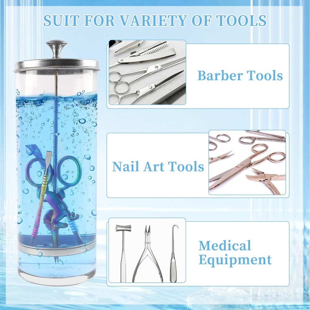 BOMOQING sterilizer next to common salon items to highlight compact 35oz scale