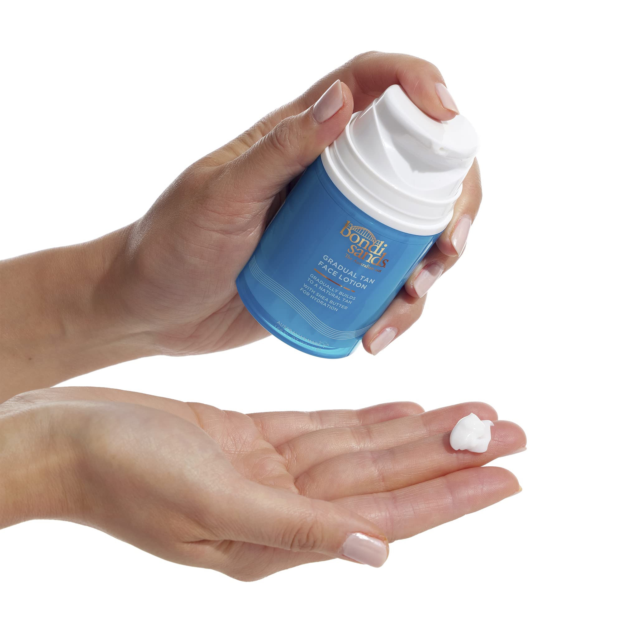 Bondi Sands applied to hand demonstrating even spread and buildable glow