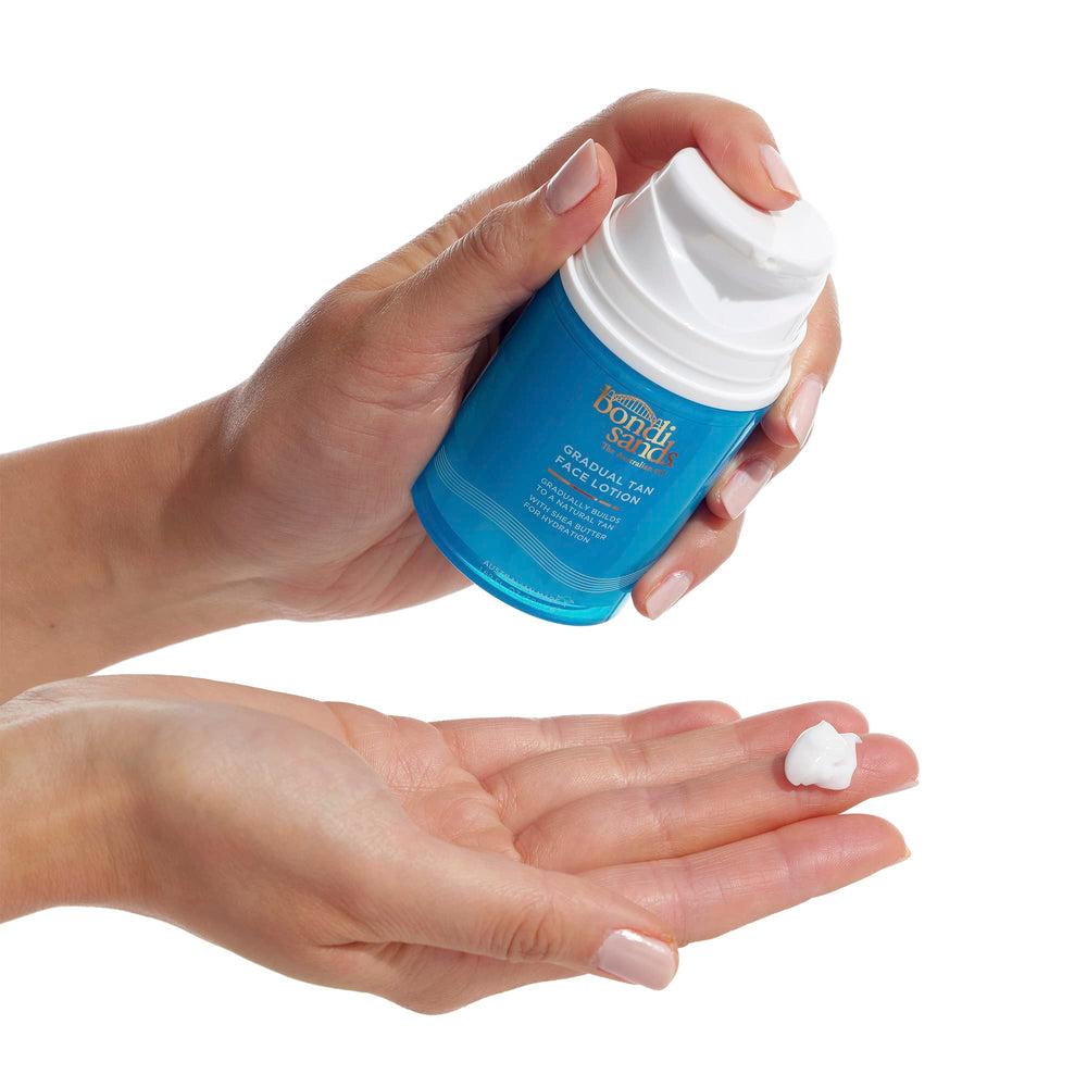 Bondi Sands applied to hand demonstrating even spread and buildable glow