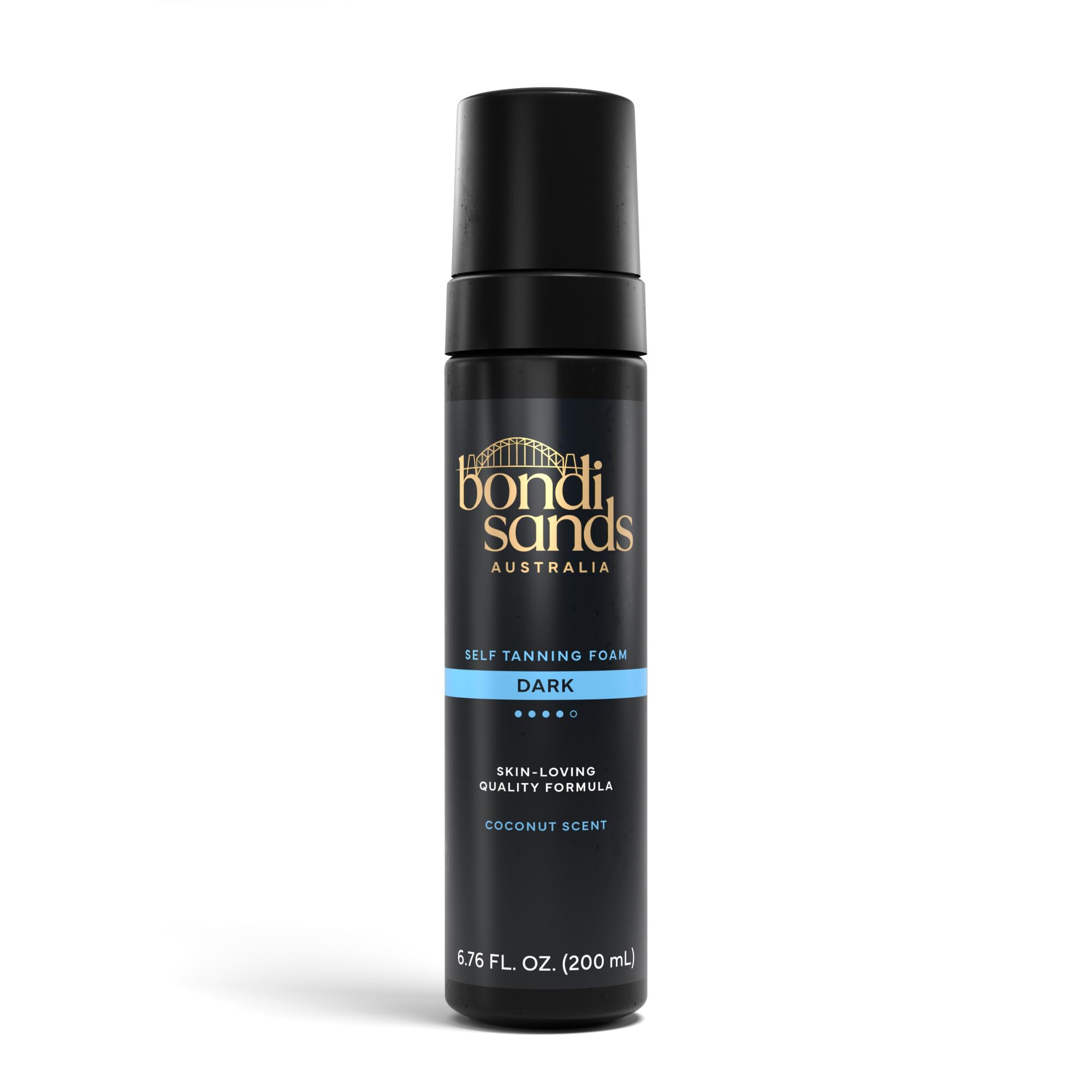 Bondi Sands bottle front view showing sleek packaging and easy dispensing benefit