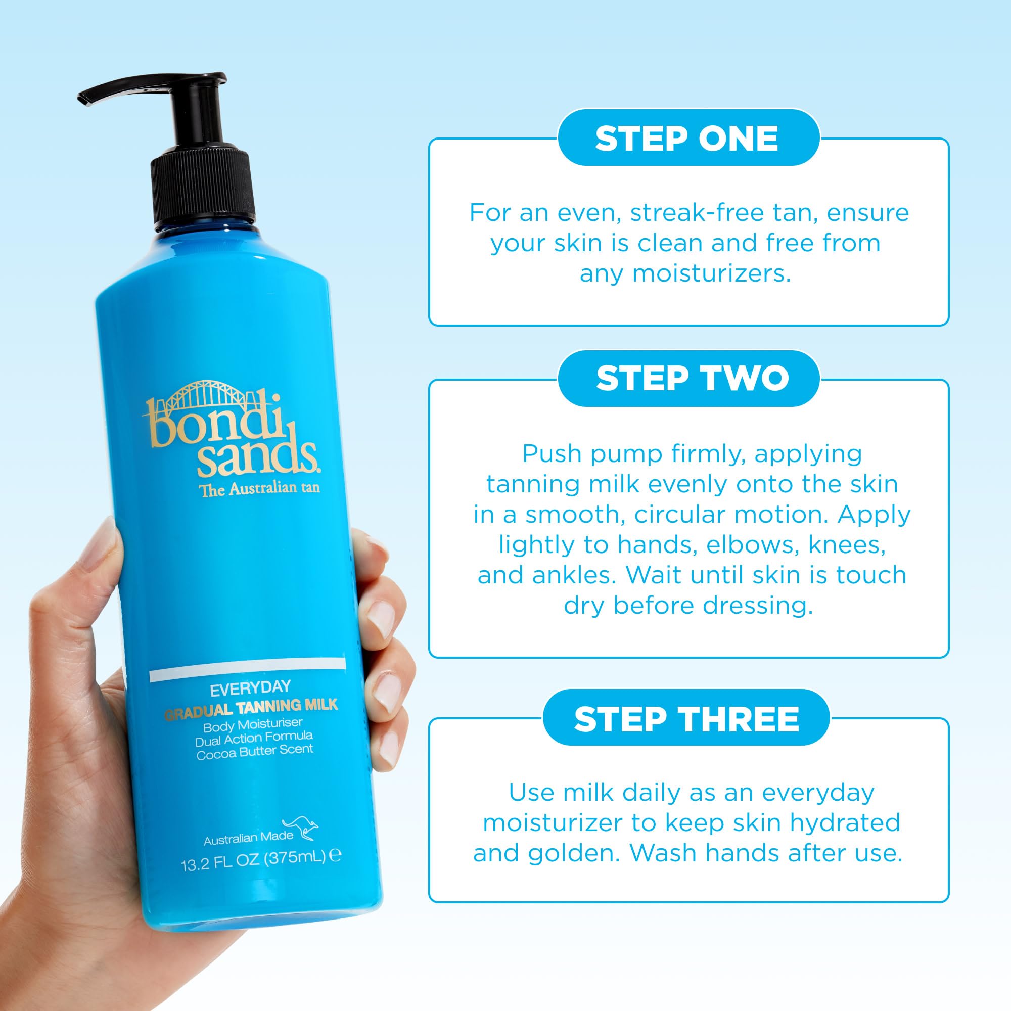 Bondi Sands ingredients list close-up highlighting moisturizing elements