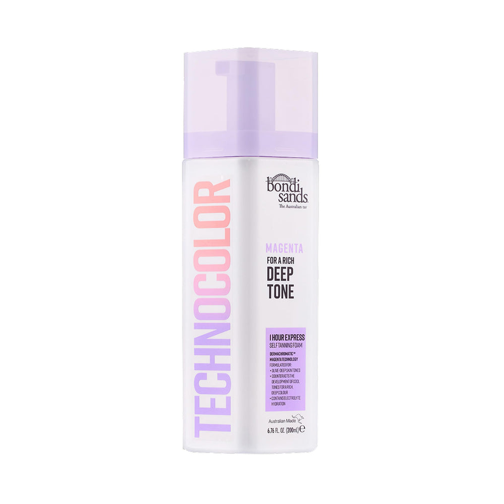 Bondi Sands front packaging showing magenta foam and 6.76 oz size benefit