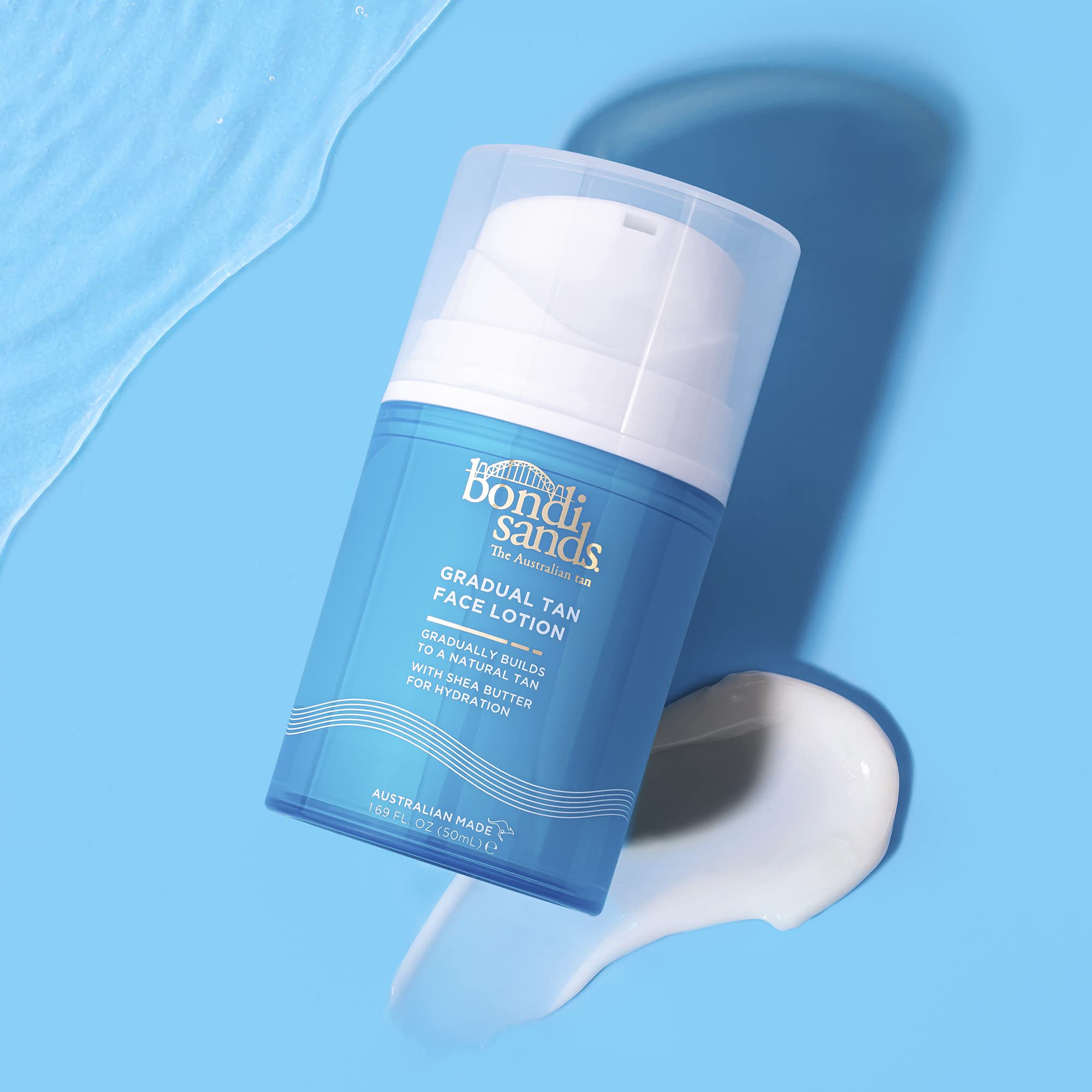 Bondi Sands lotion swatch texture highlighting smooth, hydrating finish