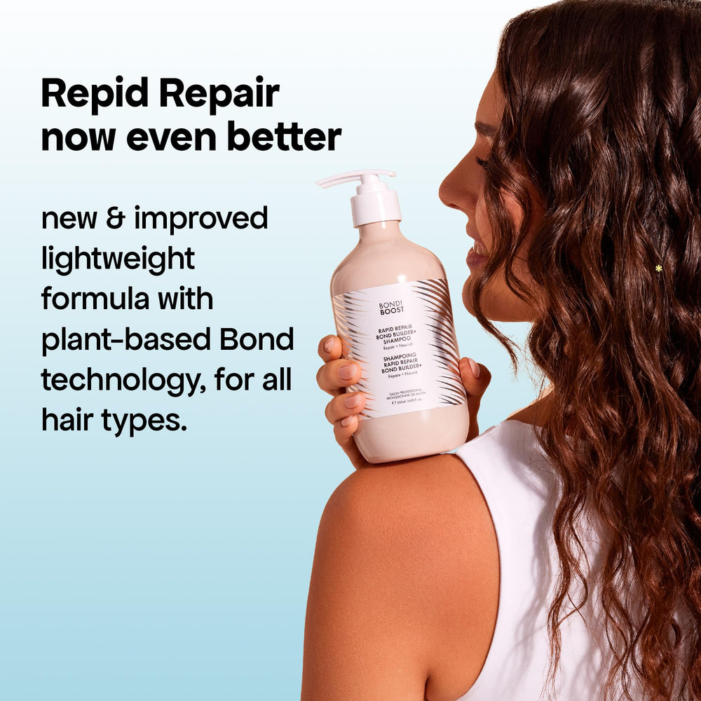 BONDIBOOST bottle label detailing Bond Builder+ benefits and clean formula