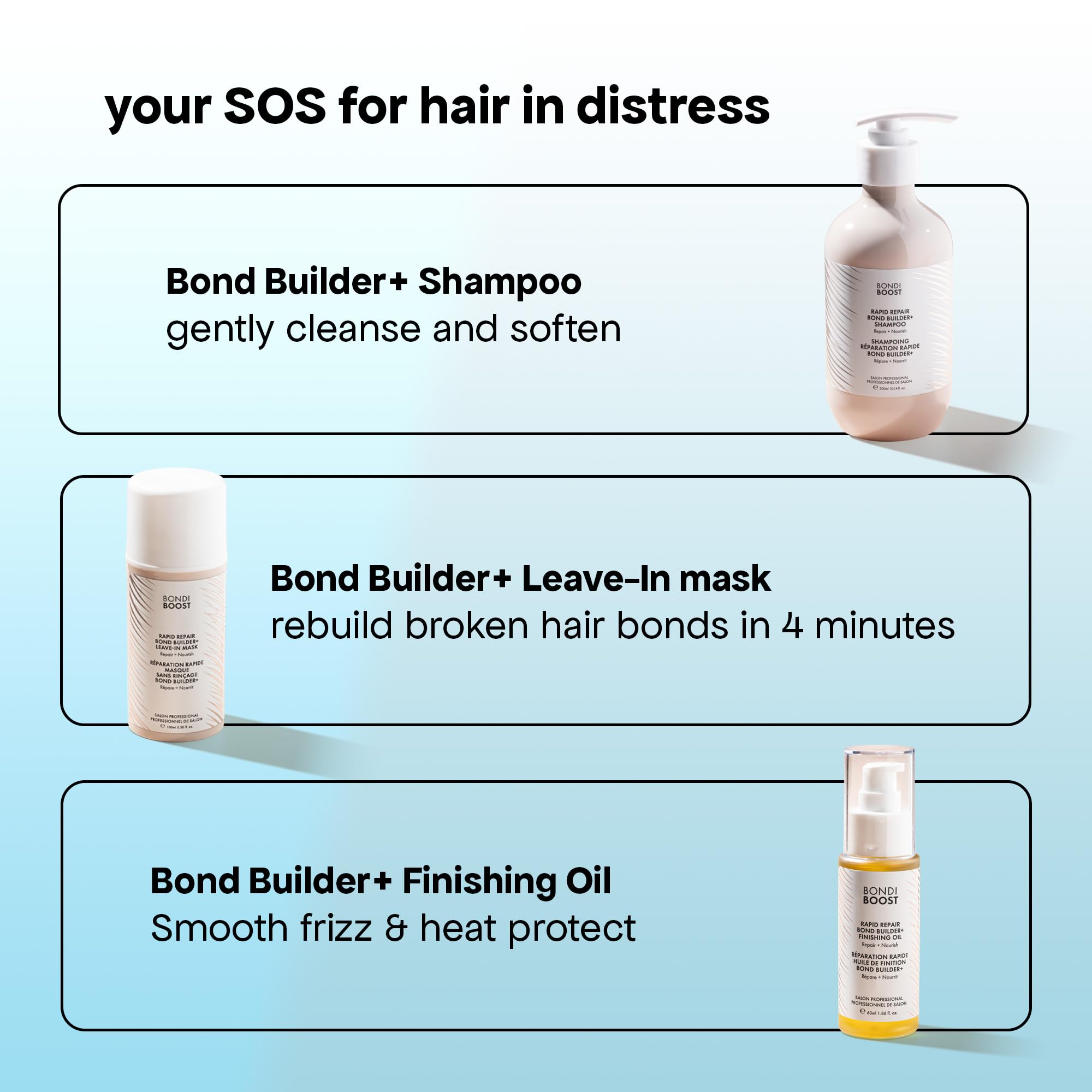 BONDIBOOST shampoo in hand ready to apply for deep conditioning benefit