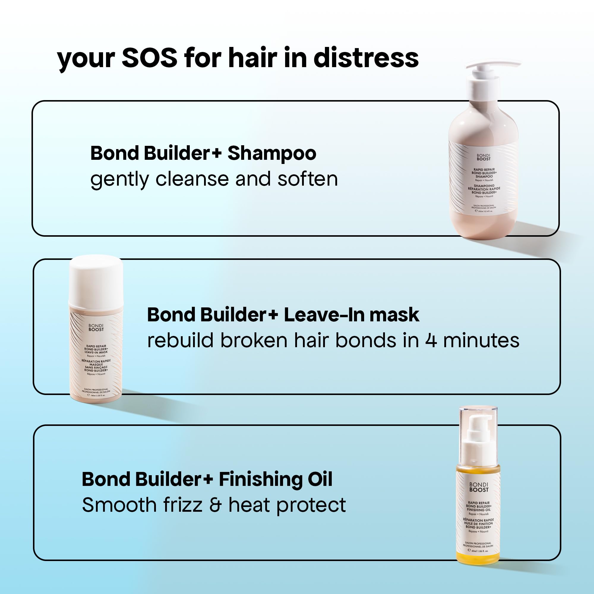 BONDIBOOST being applied to damp hair in hands to detangle and hydrate benefit