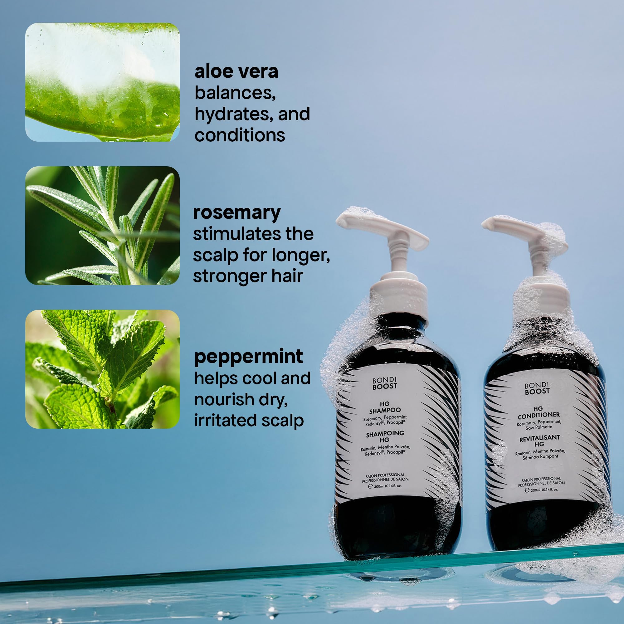 BONDIBOOST conditioner bottle close-up showing texture and application benefit