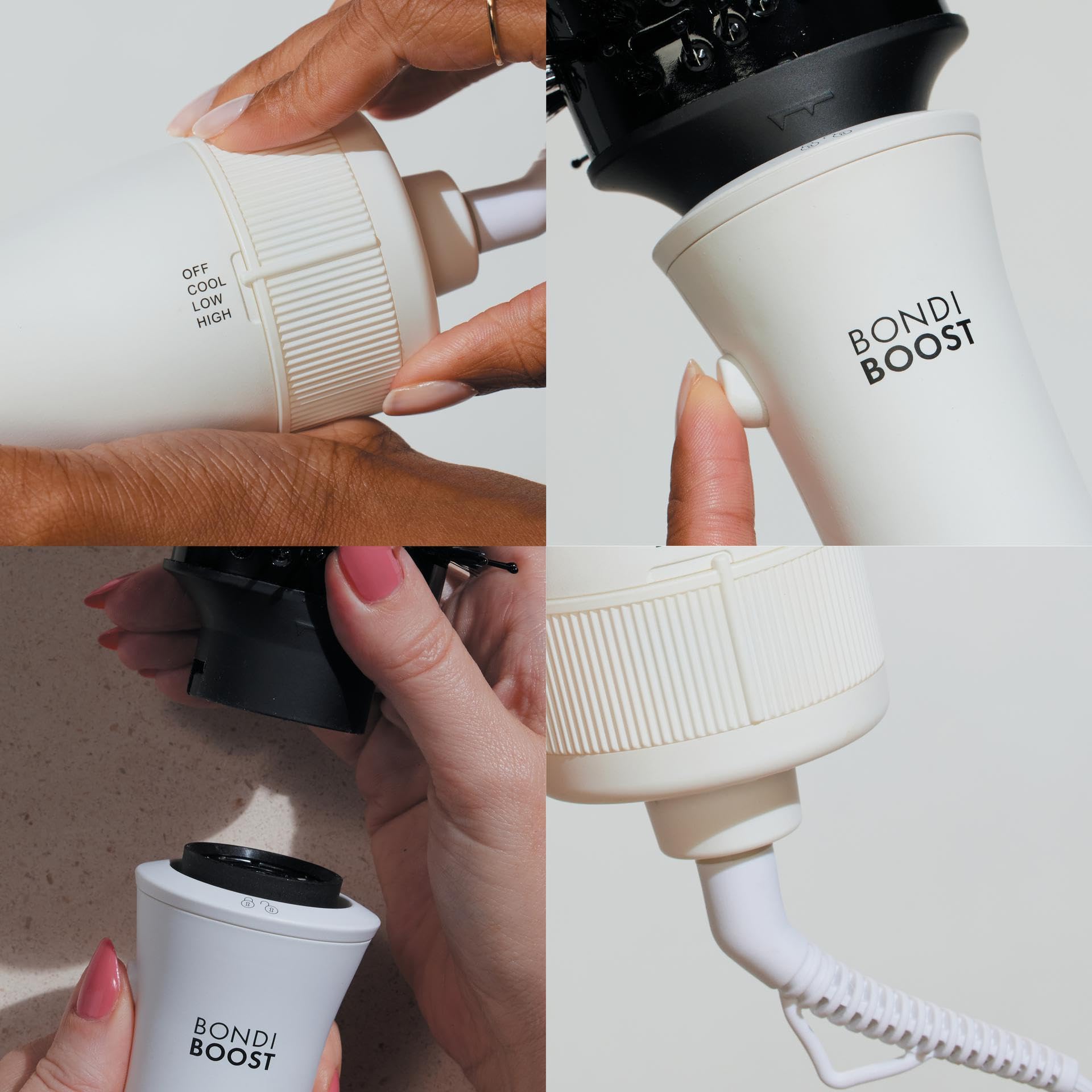 BONDIBOOST styling demo in hand creating volume and smooth finish in one pass