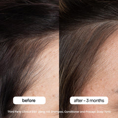 BONDIBOOST shampoo bottle close-up highlighting pump and label benefits
