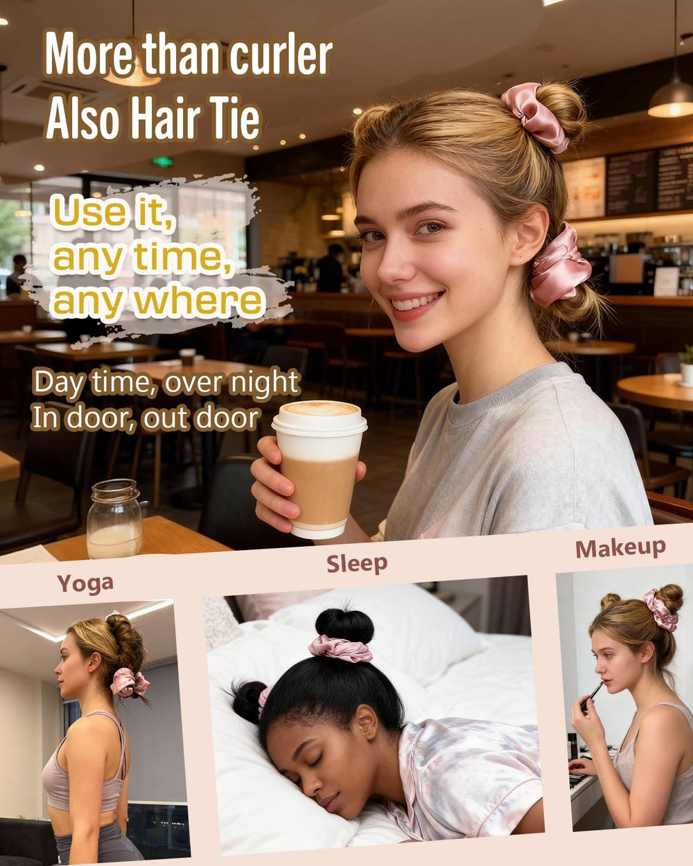 BONNET QUEEN curler in use wrapping medium-length hair for overnight curls