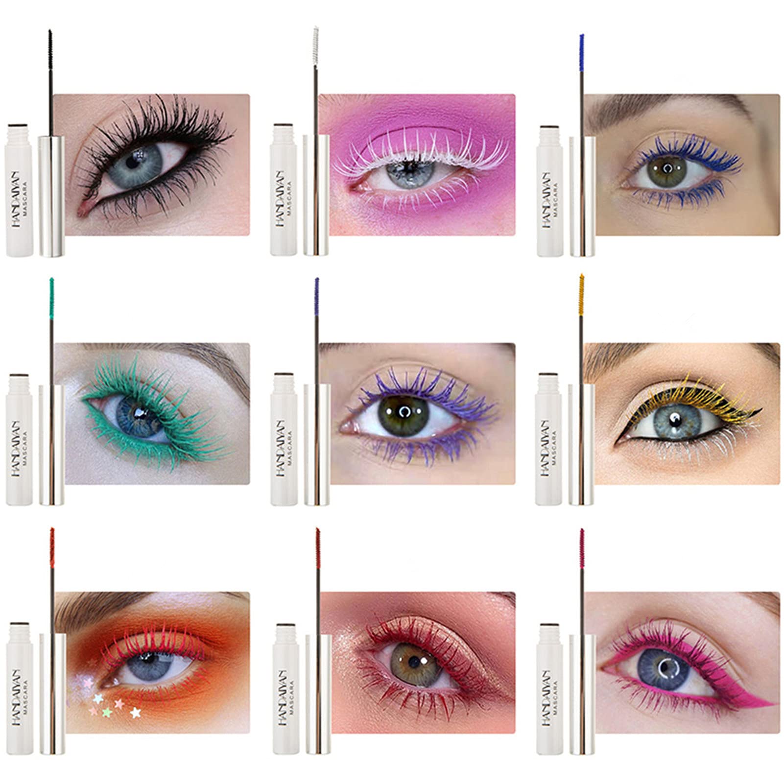 bonnie choice pink and red mascaras flatlay showing color variety for styling