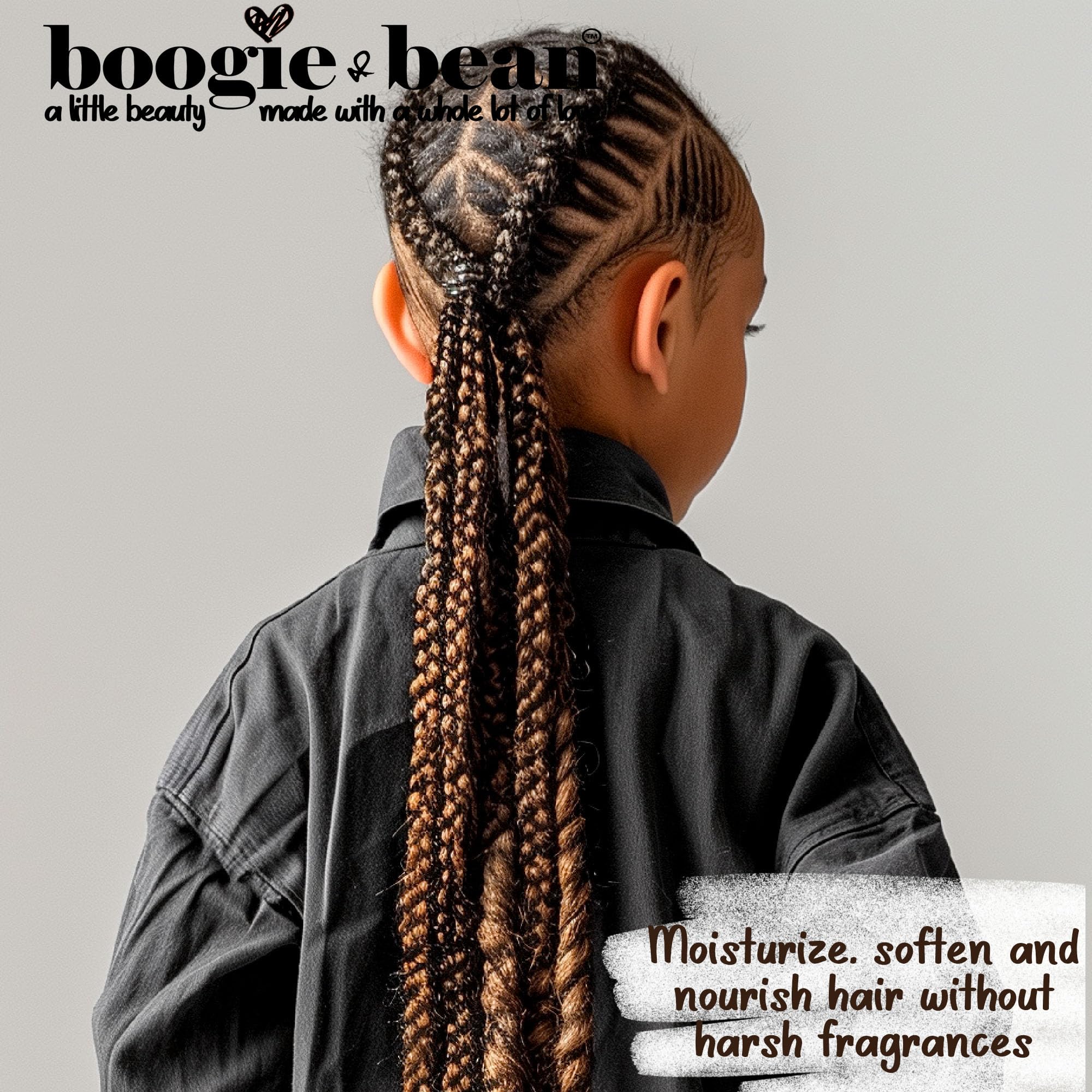 Boogie and Bean ingredient bottle highlighting plant oils and natural formulation benefit