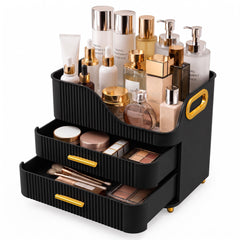 Booklov front view showing organized cosmetics and tidy countertop benefit
