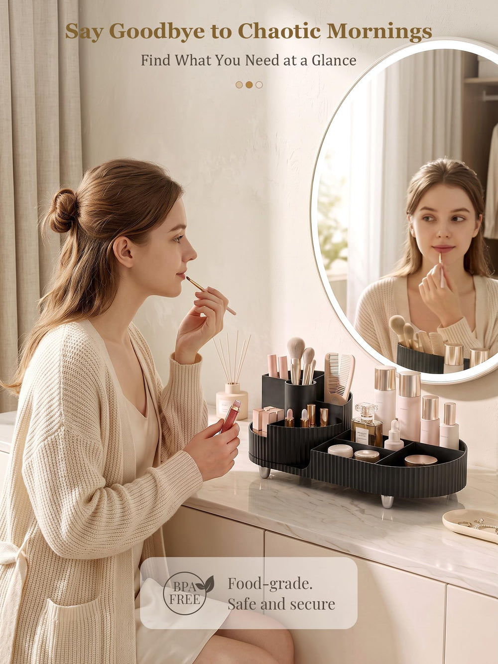 Booklov holding tall skincare bottles up to 8 inches for space saving