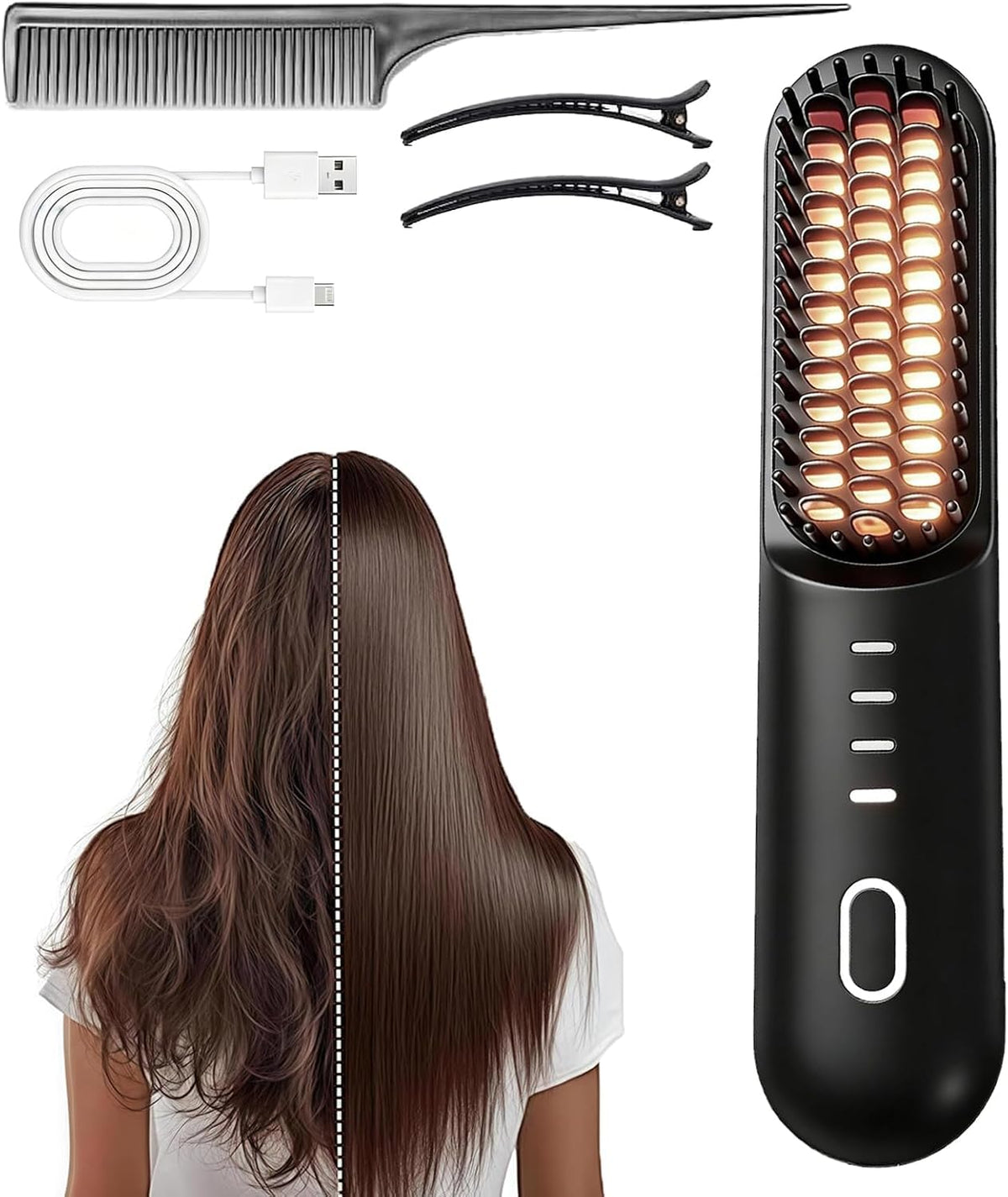 Bopanol Go Brush Pro front view showing compact cordless design and controls for quick styling