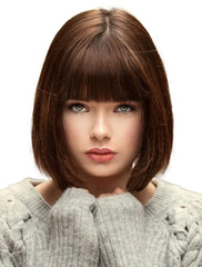 Bopocoko front view of brown bob wig showing salon-ready shape and style benefit