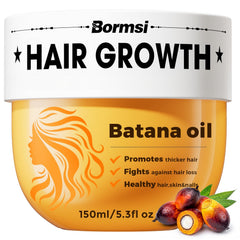 BORMSI bottle front view showing pure Batana oil and clean design benefit clarity